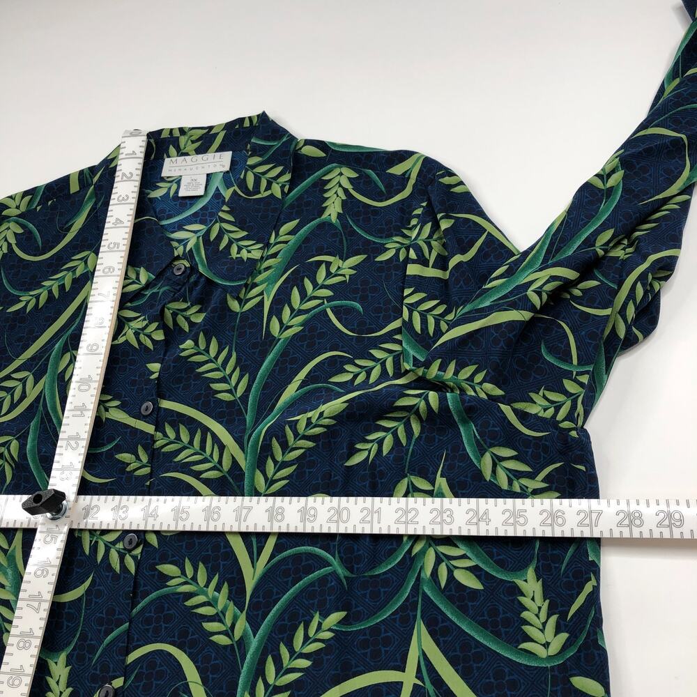 Maggie McNaughton 100% Silk Plus 3X Button Long Sleeve Shirt Floral Blue MINT - Picture 5 of 8